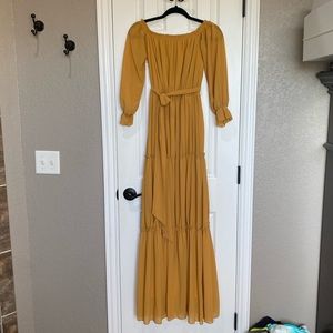 Isabel Mustard Shoulder Maxi Dress (XS) - Baltic Born